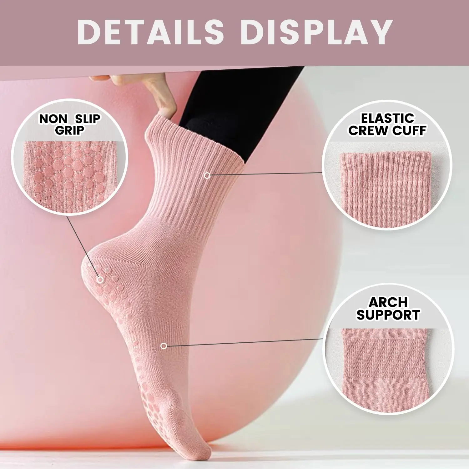 4 pairs of women's yoga socks, - Pilates & Yoga Training Center recension och pris
