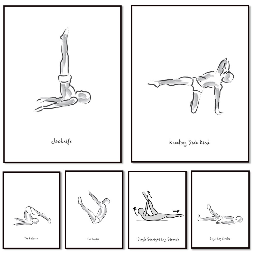 Pilates exercise black and whi - Pilates Yoga Combined recension och pris